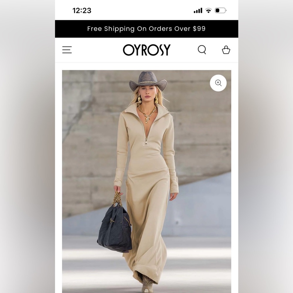 OYROSY Cream Maxi Dress